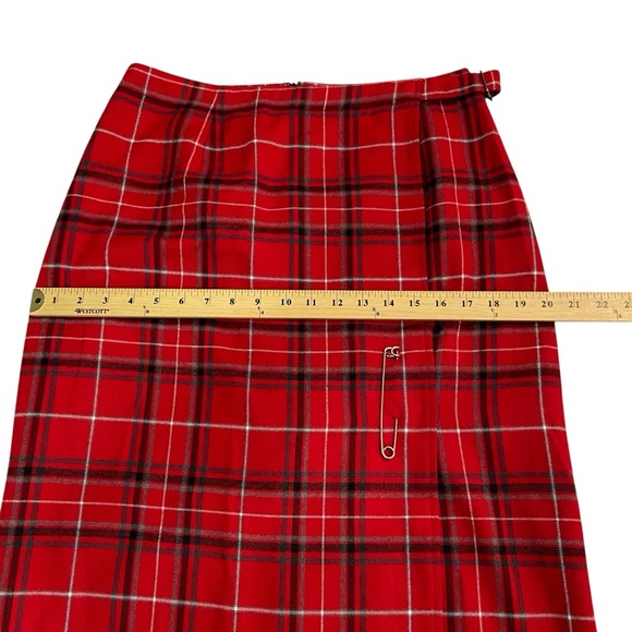 Crazy Horse Plaid Long Red Black Lightweight Maxi Skirt - Women’s 10 - Picture 3 of 10